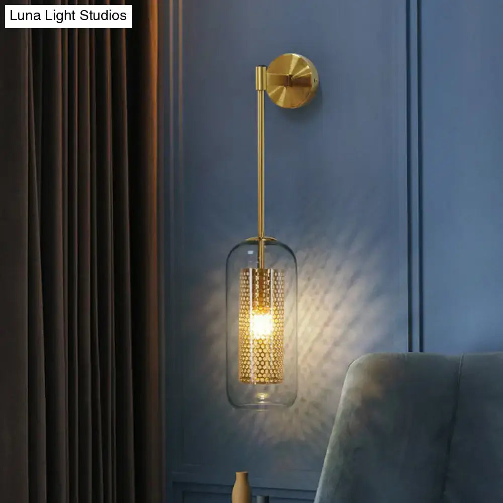 Black Glass Mesh Wall Sconce