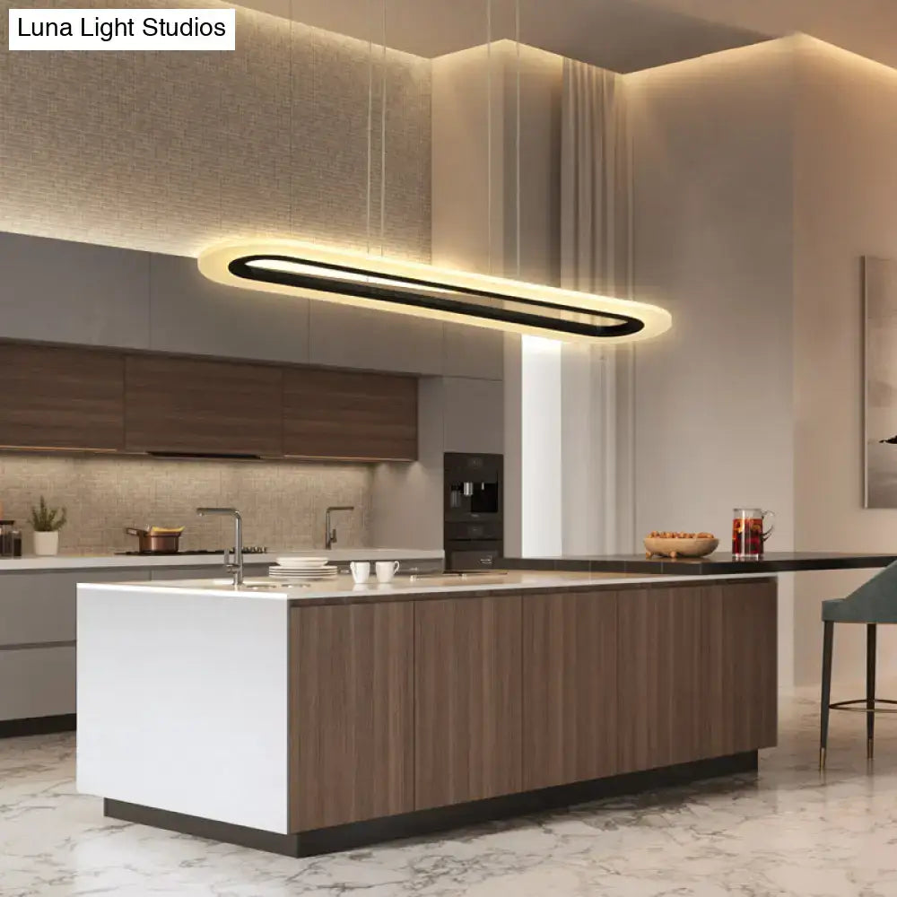 White Oblong Pendant Light