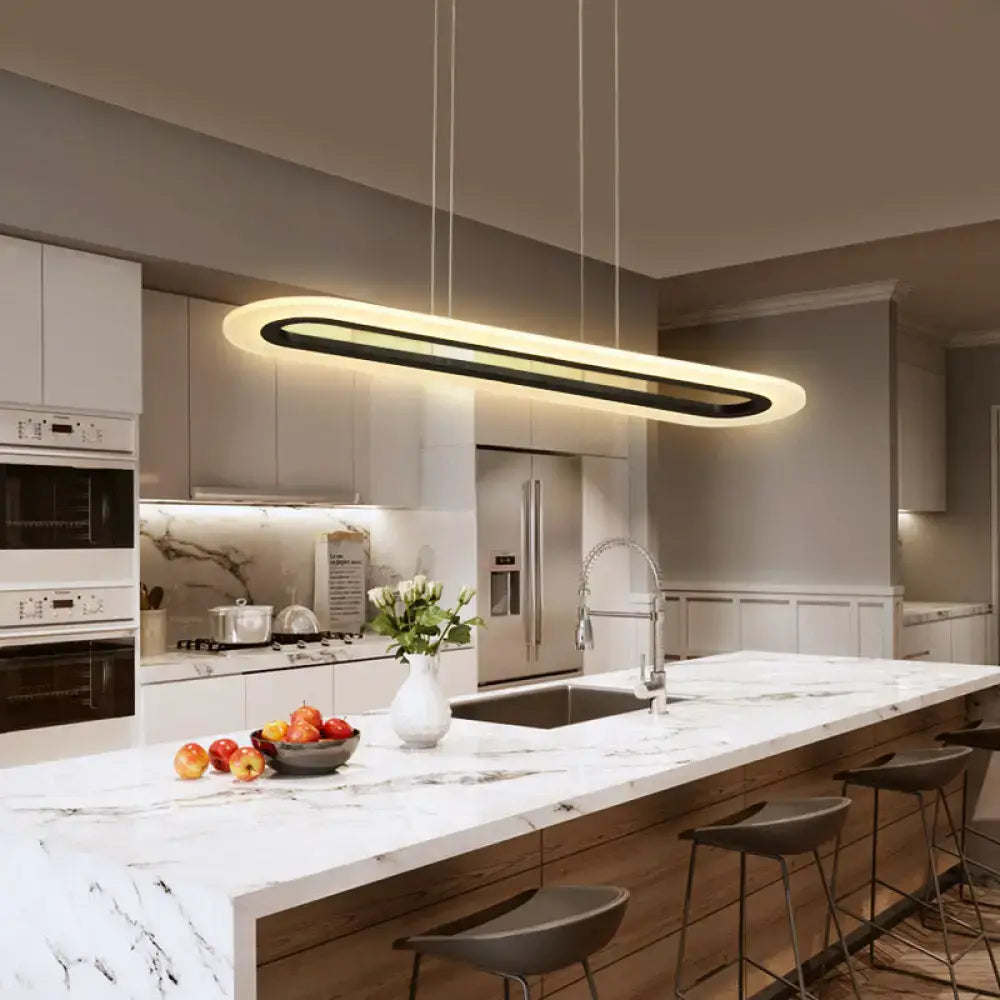 White Oblong Pendant Light