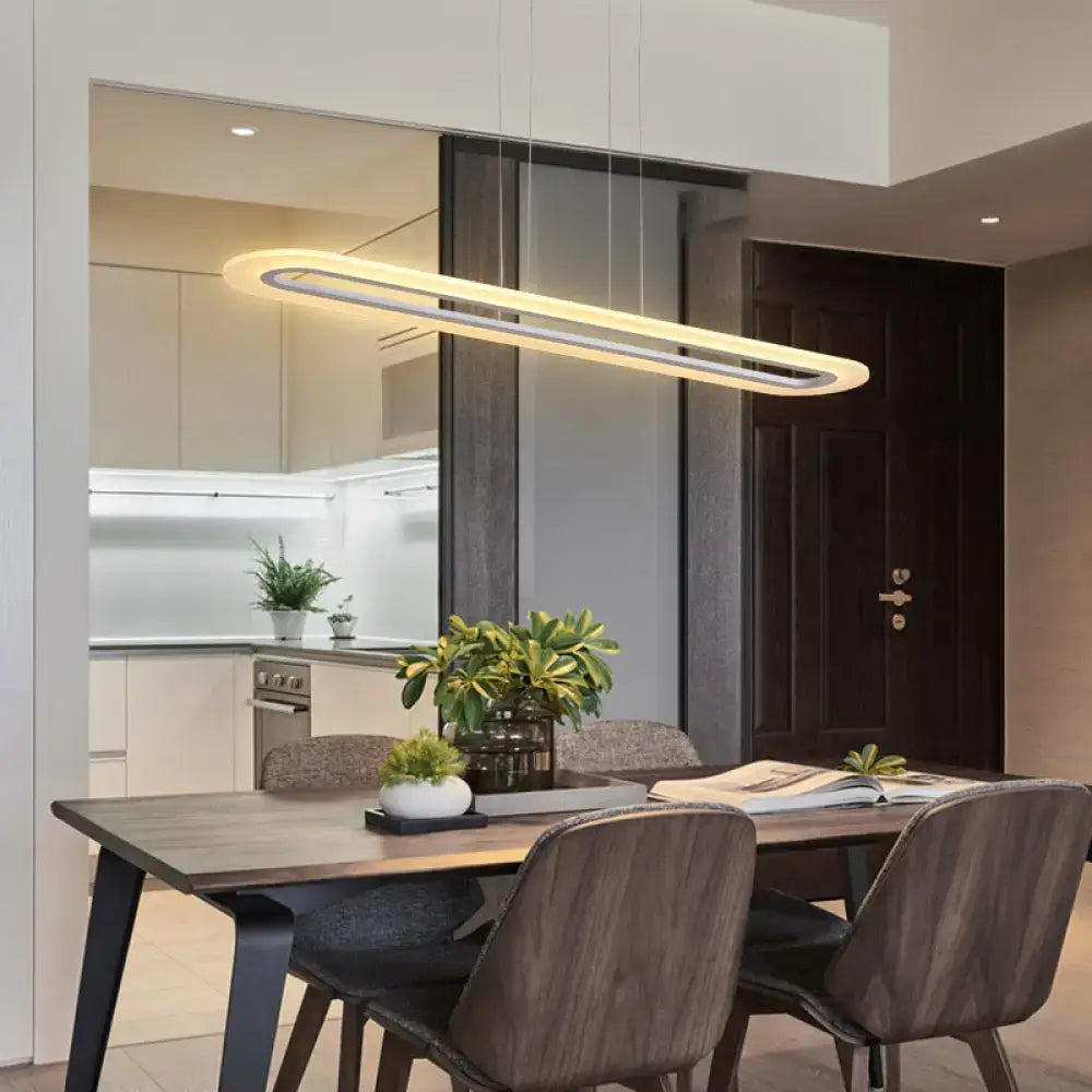 White Oblong Pendant Light