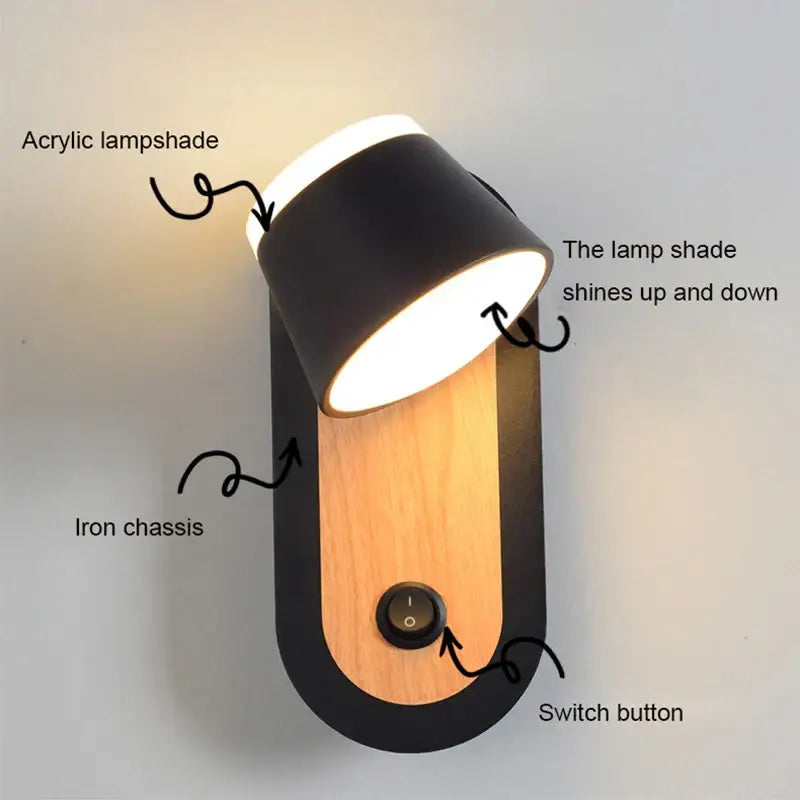 Black Adjustable Dual-LED Wall Lamp