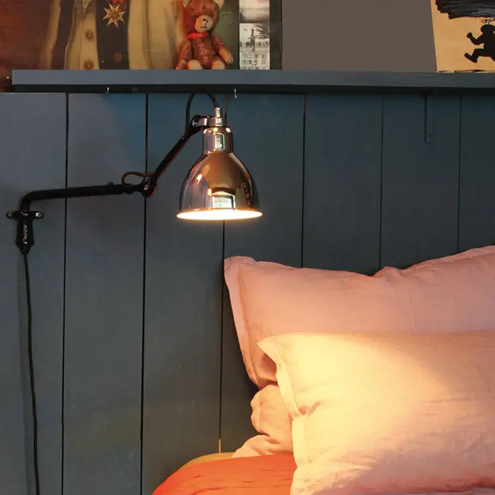 Black Articulated Adjustable-Arm Wall Lamp