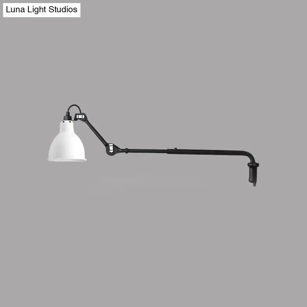 Black Articulated Adjustable-Arm Wall Lamp