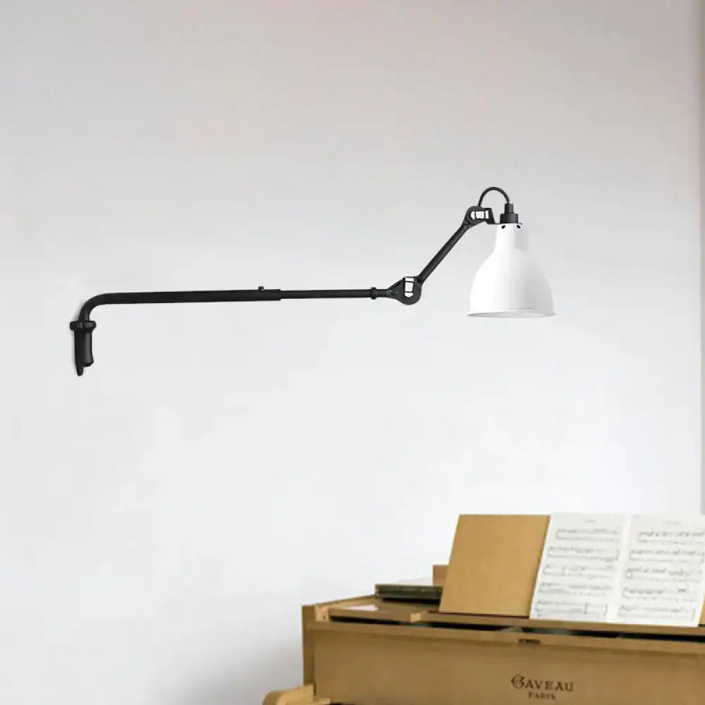 Black Articulated Adjustable-Arm Wall Lamp