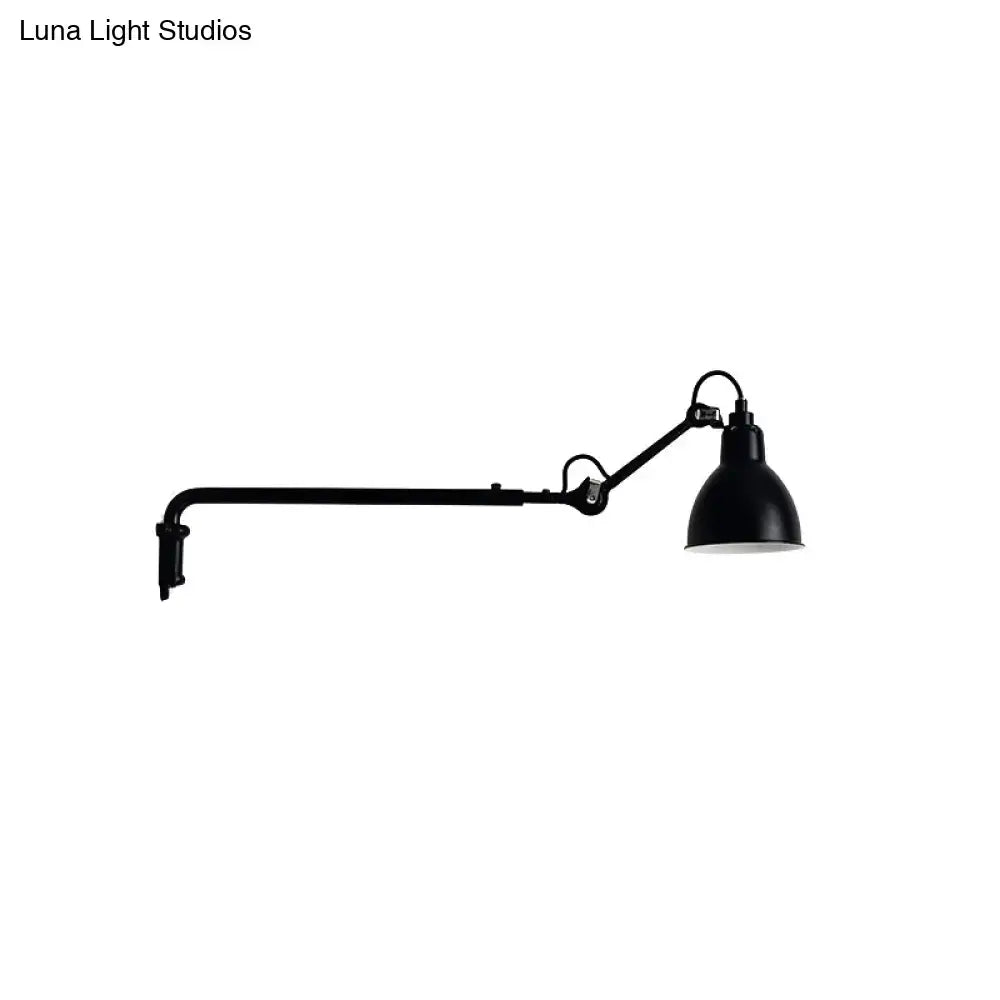 Black Articulated Adjustable-Arm Wall Lamp