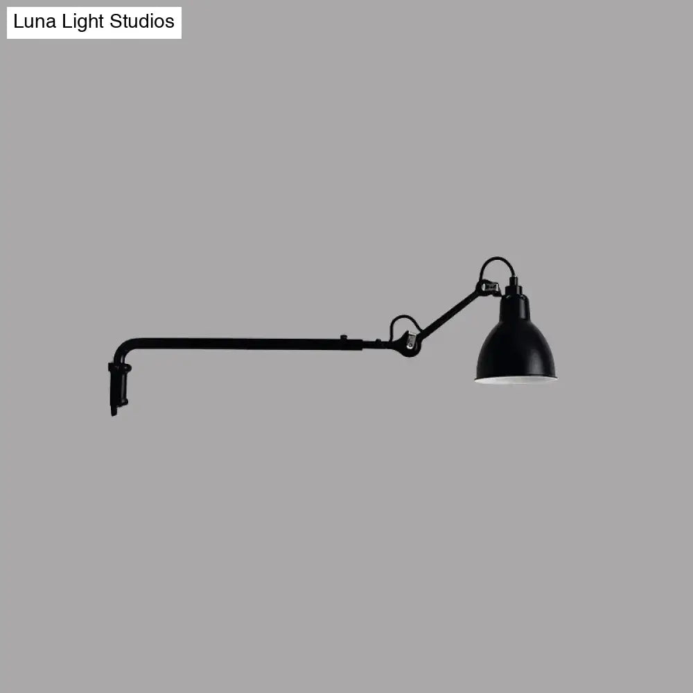 Black Articulated Adjustable-Arm Wall Lamp