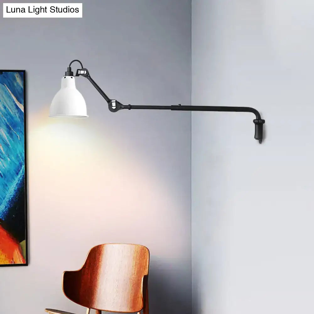Black Articulated Adjustable-Arm Wall Lamp