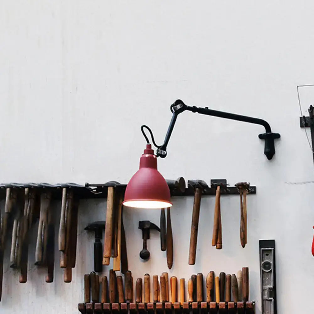 Black Articulated Adjustable-Arm Wall Lamp