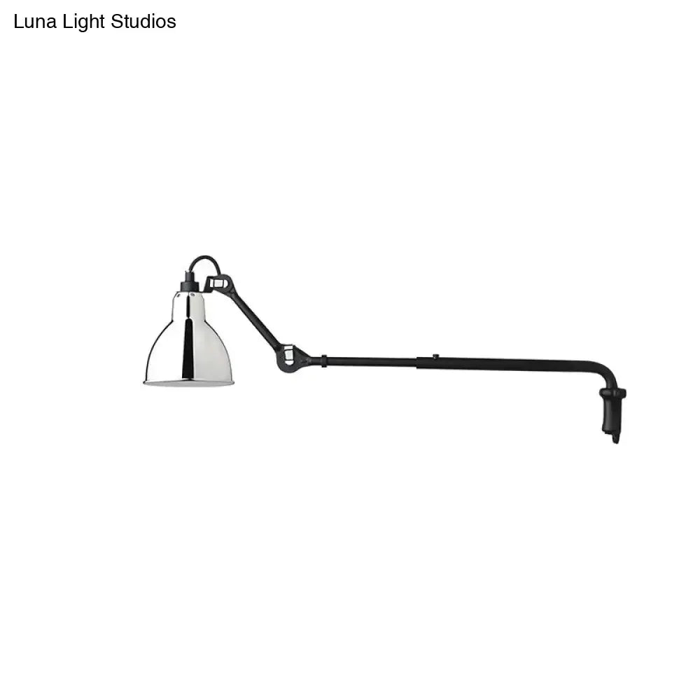 Black Articulated Adjustable-Arm Wall Lamp