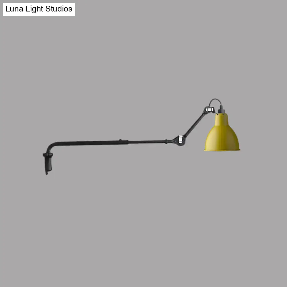 Black Articulated Adjustable-Arm Wall Lamp