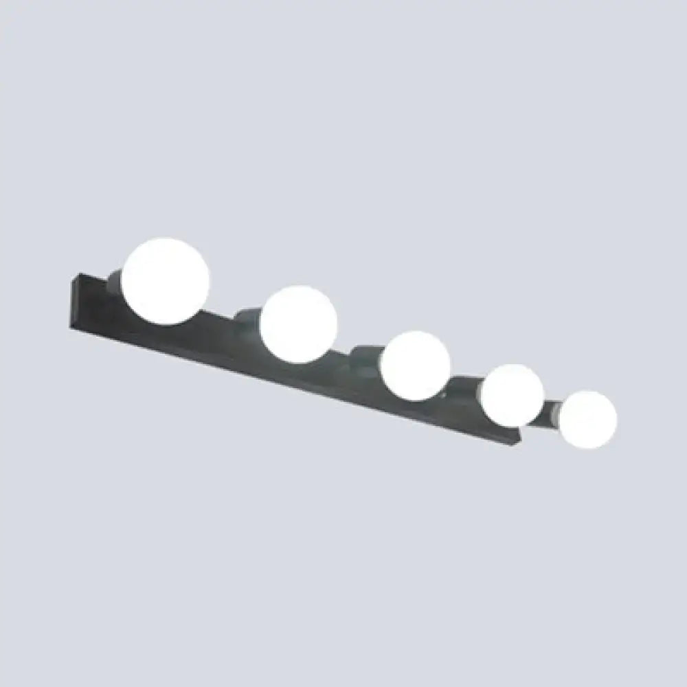 Black Iron Vanity Light Exposed Bulbs 3-6 Light