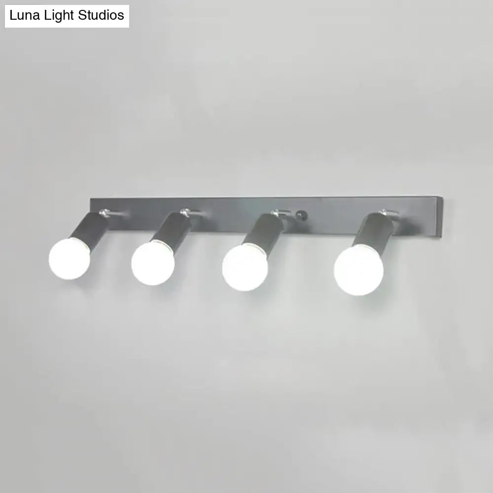 Black Iron Vanity Light Exposed Bulbs 3-6 Light