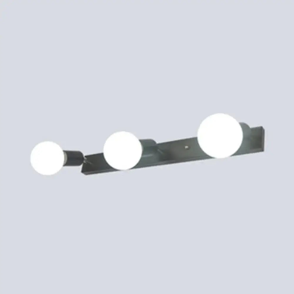 Black Iron Vanity Light Exposed Bulbs 3-6 Light