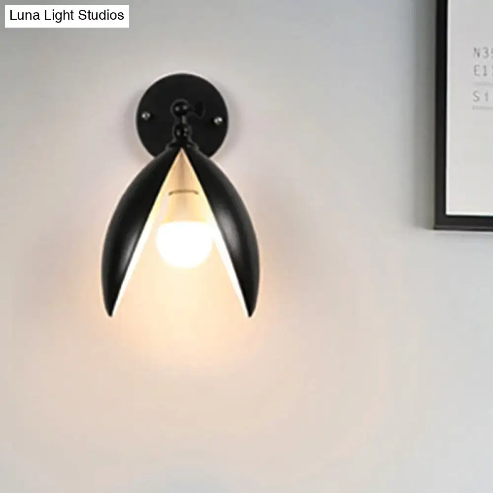 Black Bud Wall Sconce Cast Iron Design