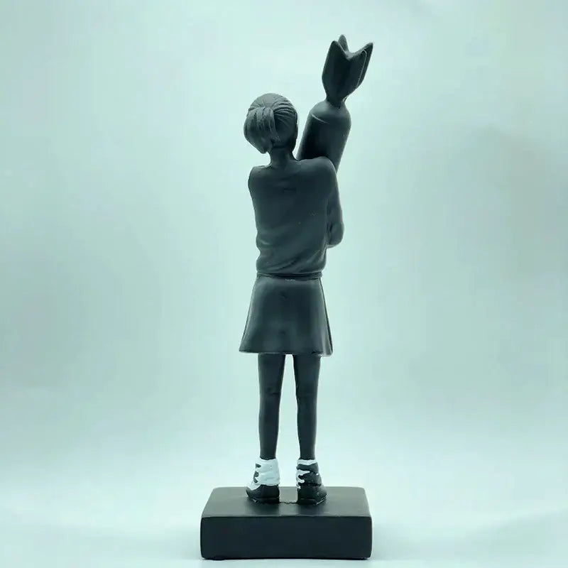 Black Resin Girl Statue