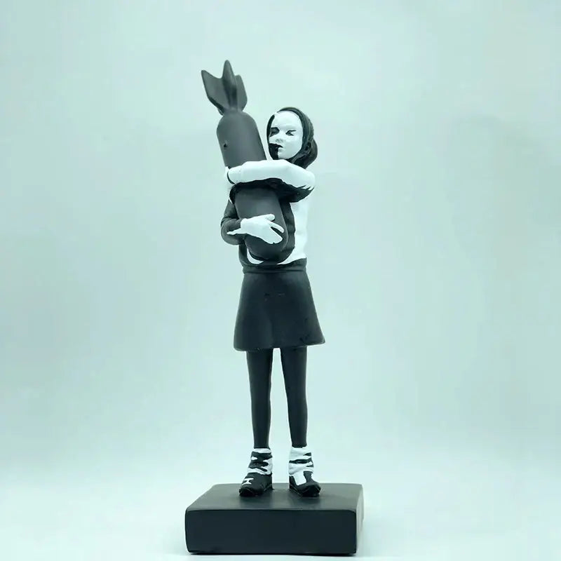 Black Resin Girl Statue