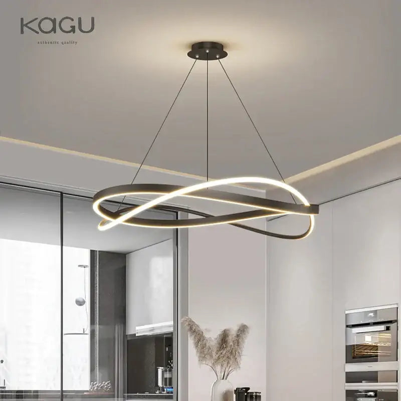 Black Circular LED Pendant with Dimmable Light