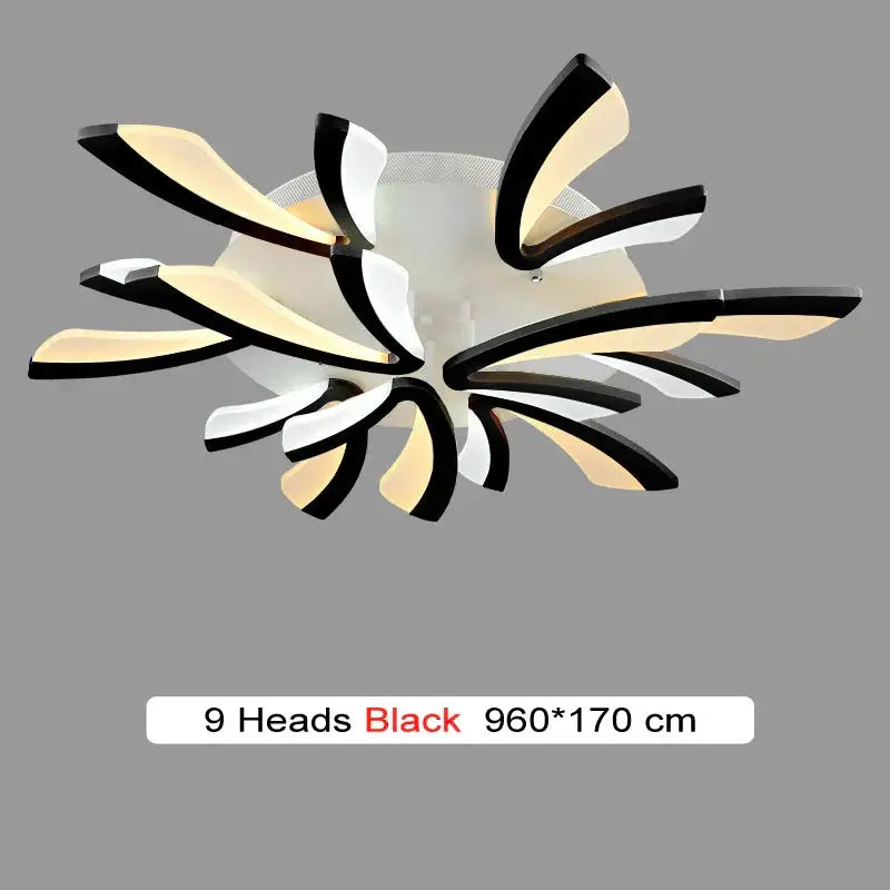 Black Floral 18-Petal LED Chandelier