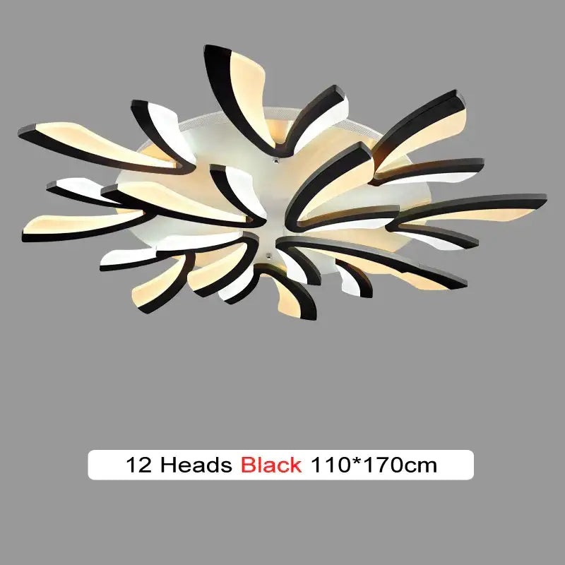 Black Floral 18-Petal LED Chandelier
