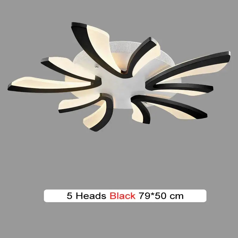 Black Floral 18-Petal LED Chandelier