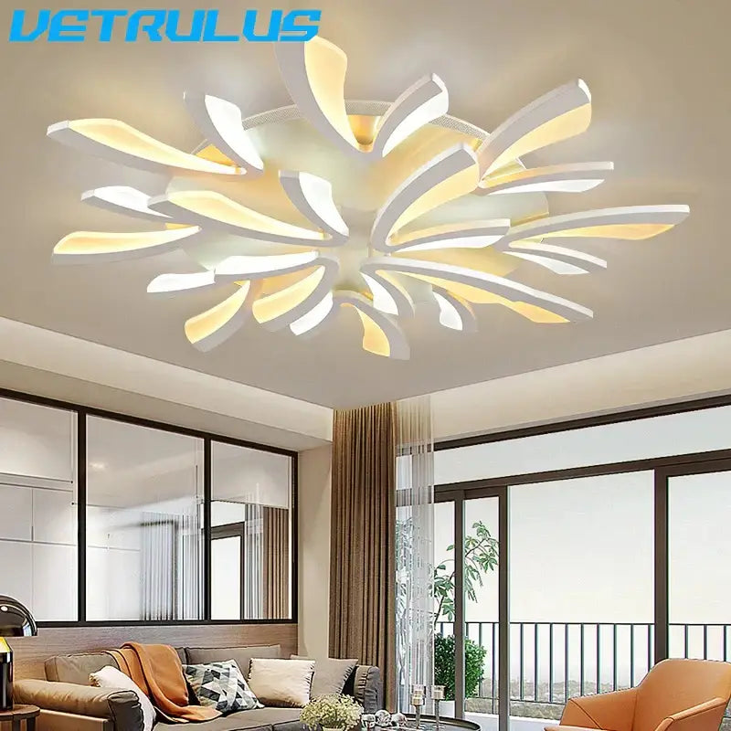 Black Floral 18-Petal LED Chandelier