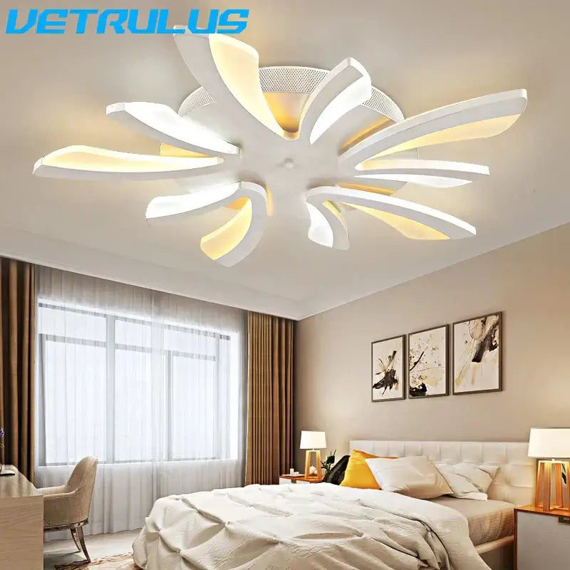 Black Floral 18-Petal LED Chandelier