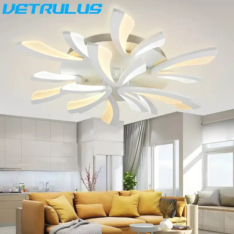 Black Floral 18-Petal LED Chandelier