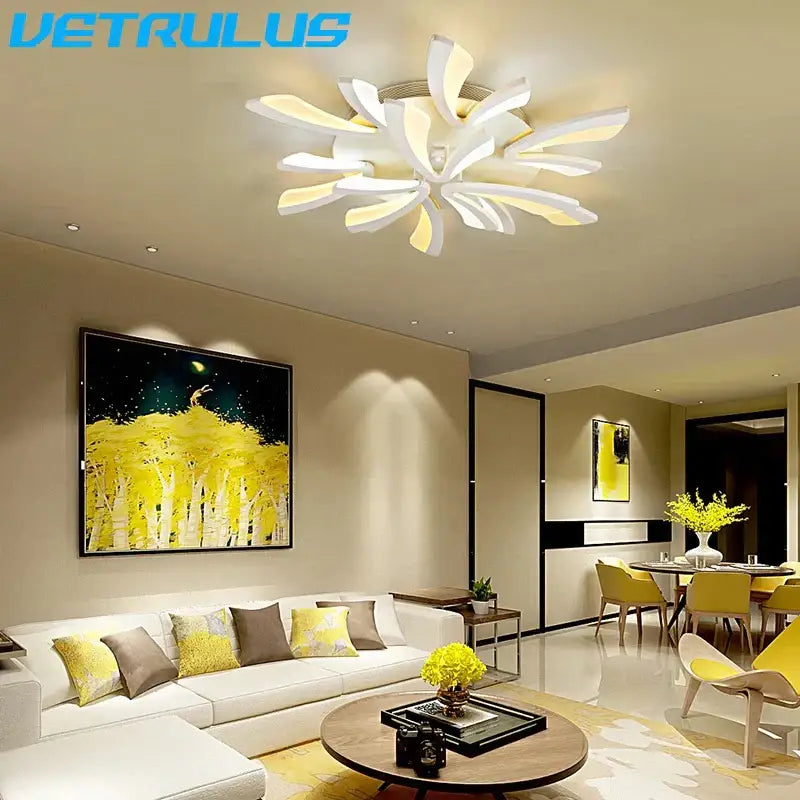 Black Floral 18-Petal LED Chandelier