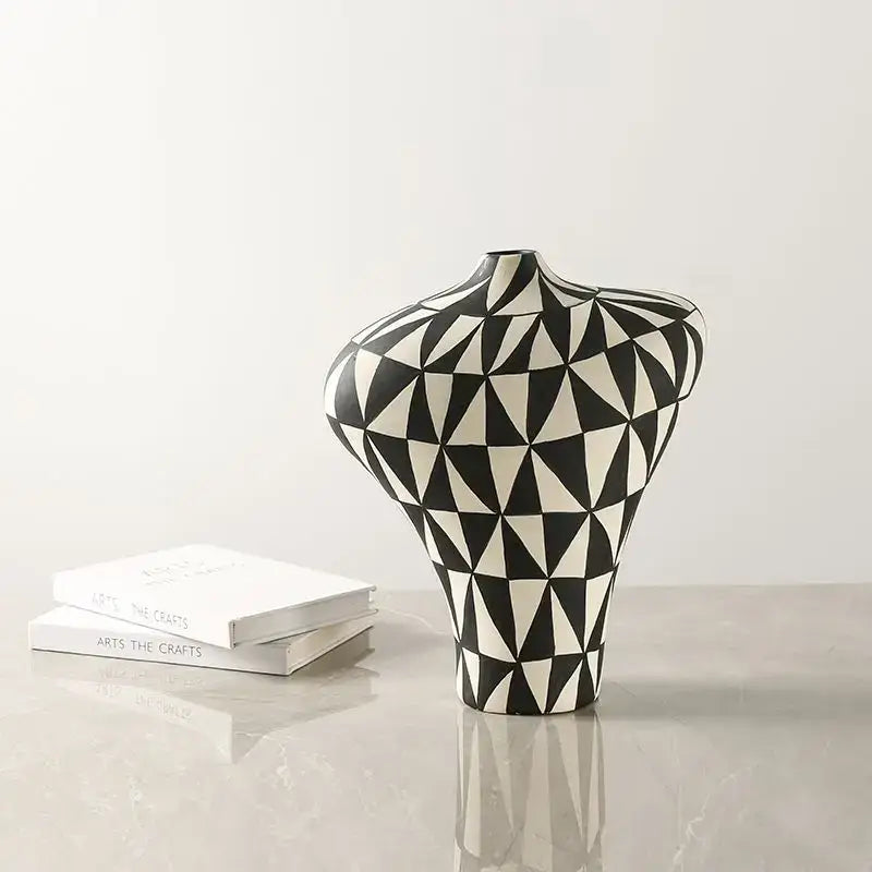 Black White Ceramic Geometric Vase