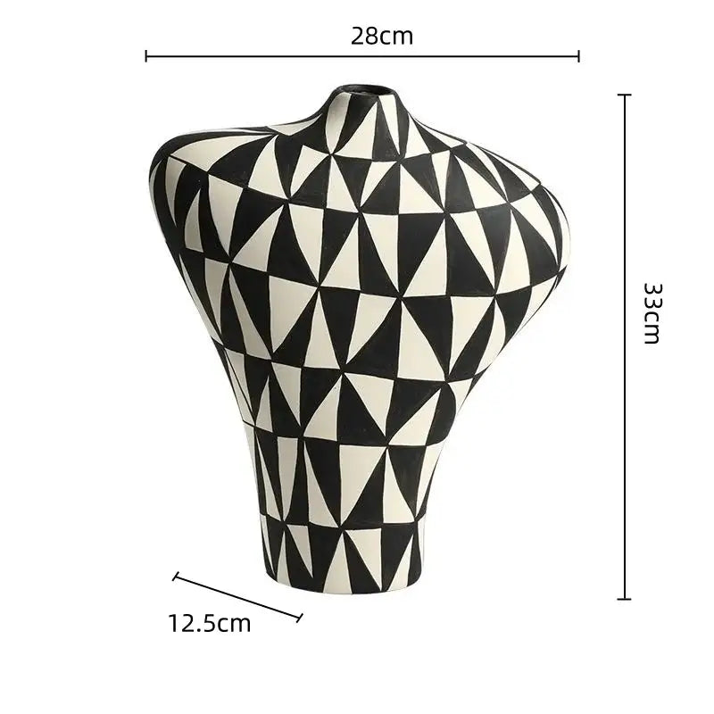 Black White Ceramic Geometric Vase