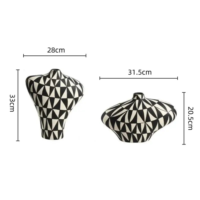 Black White Ceramic Geometric Vase