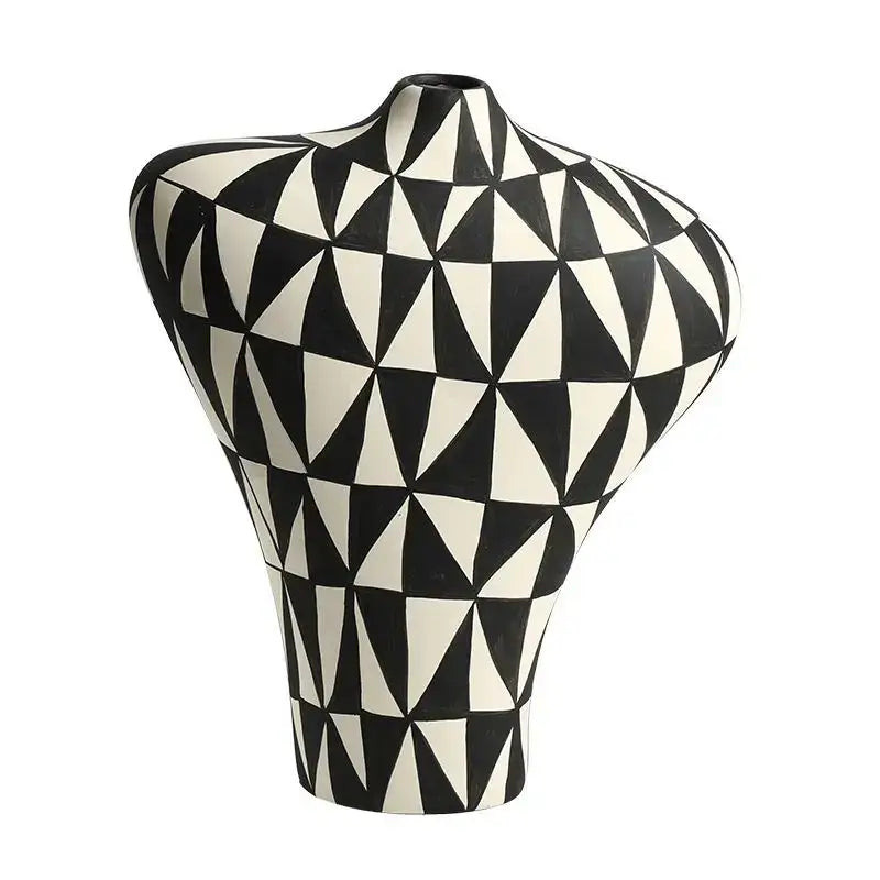 Black White Ceramic Geometric Vase