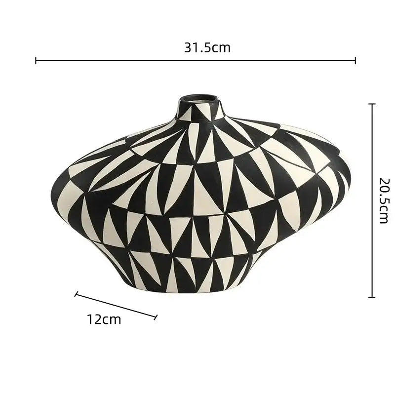 Black White Ceramic Geometric Vase