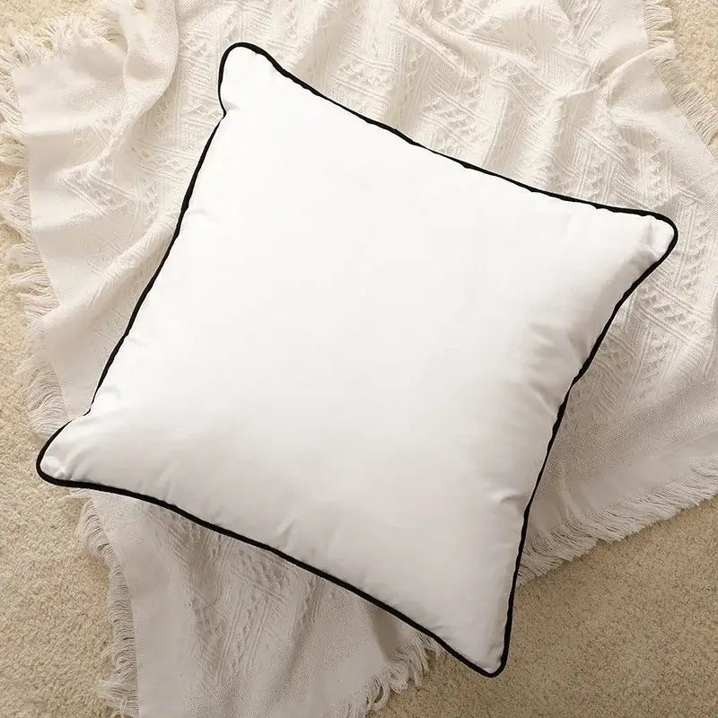 Black White Embroidered Geometric Cotton Cushion