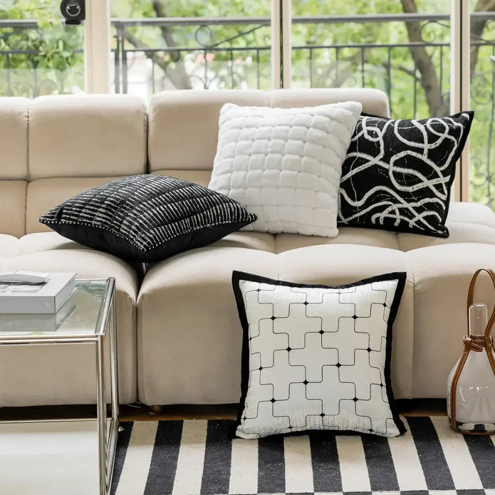 Black White Jacquard Cushion