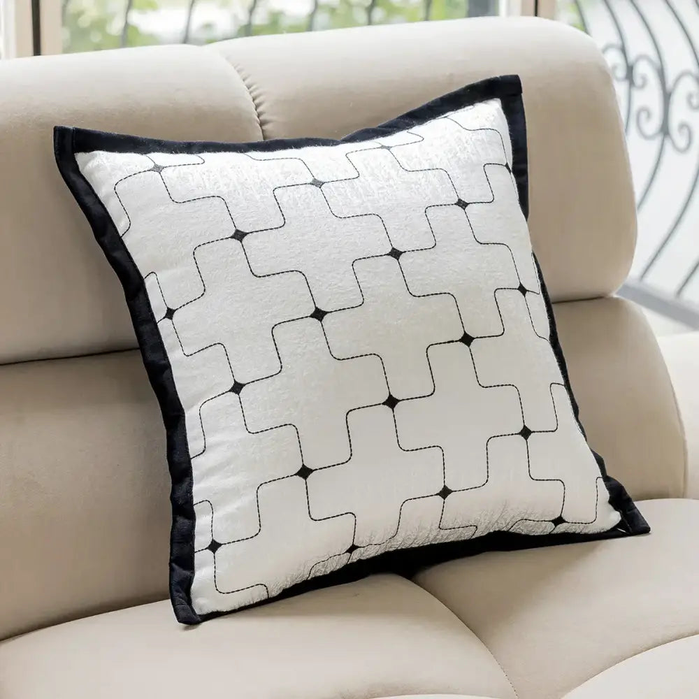 Black White Jacquard Cushion