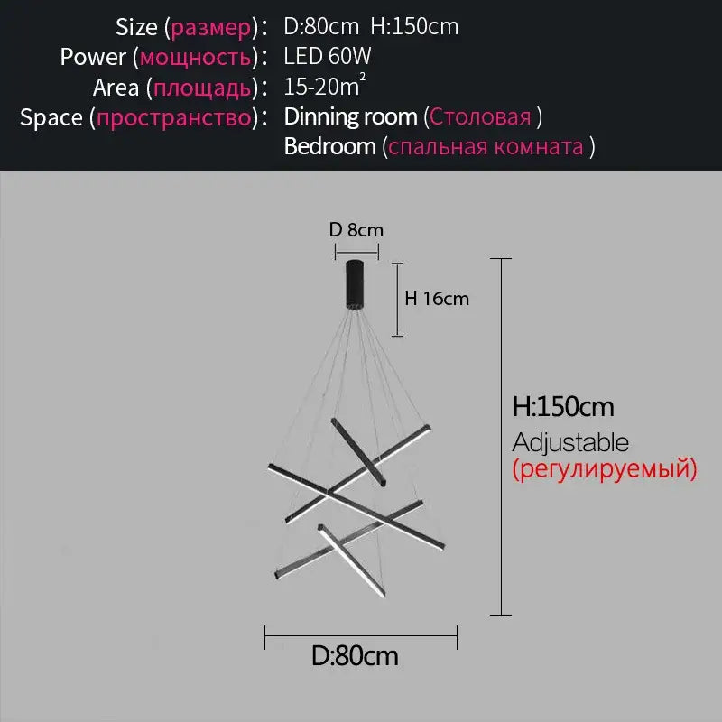 Black White LED Ceiling Lamp 9-Head Trichromatic
