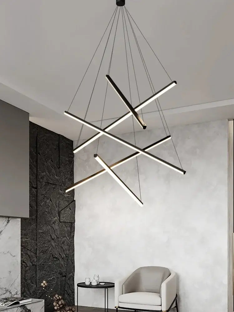 Black White LED Ceiling Lamp 9-Head Trichromatic