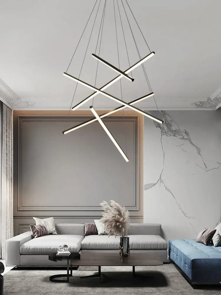 Black White LED Ceiling Lamp 9-Head Trichromatic