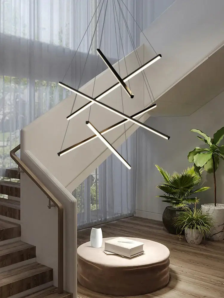 Black White LED Ceiling Lamp 9-Head Trichromatic