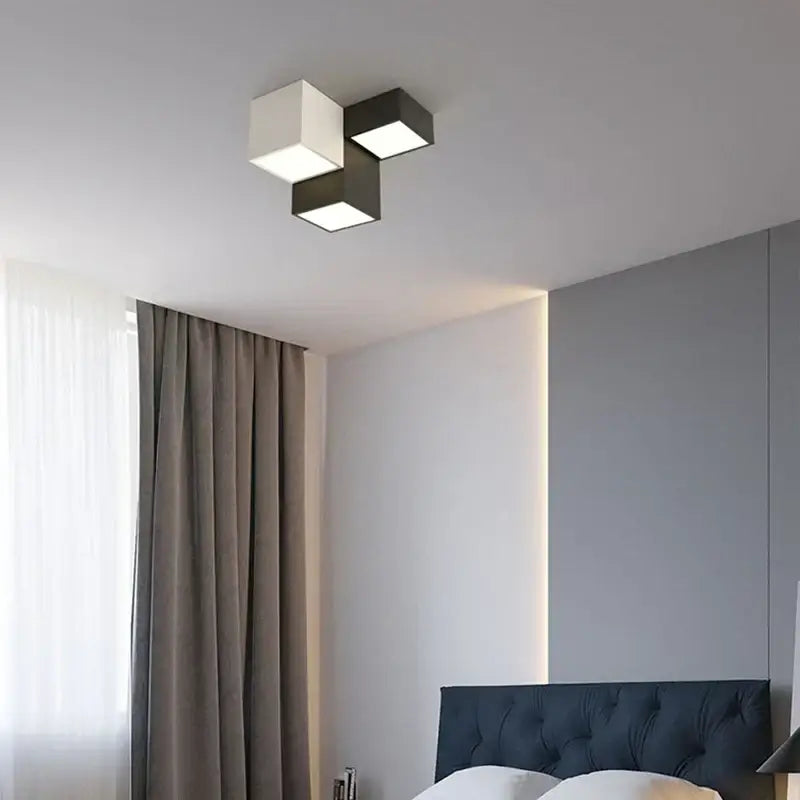 Black White Cube Ceiling Light