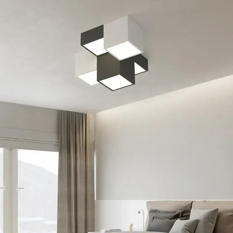 Black White Cube Ceiling Light