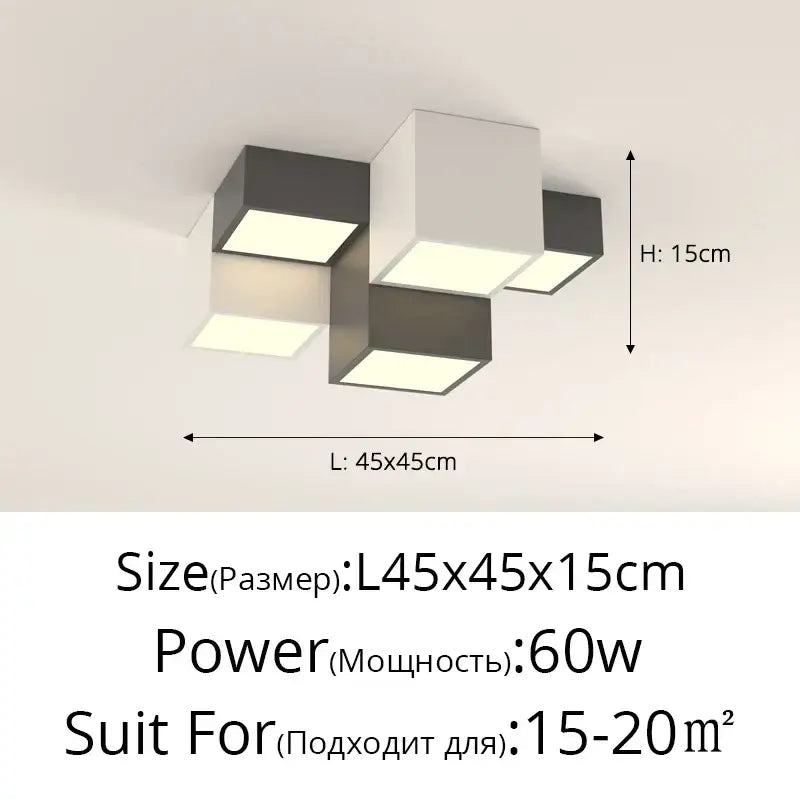 Black White Cube Ceiling Light