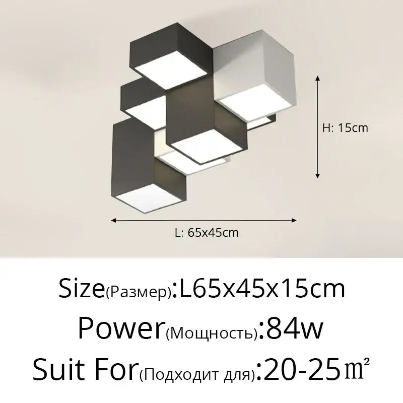 Black White Cube Ceiling Light