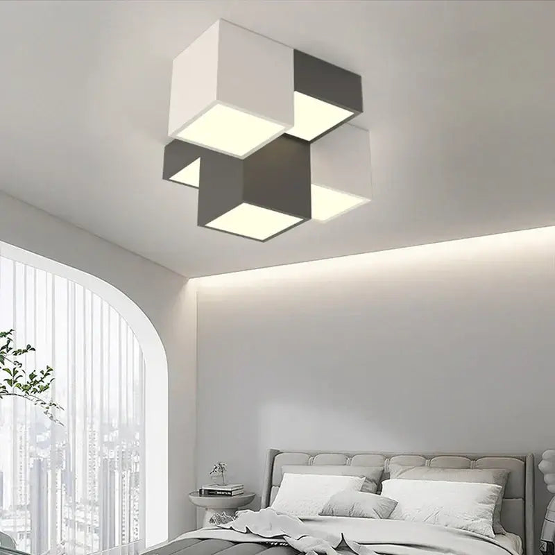 Black White Cube Ceiling Light