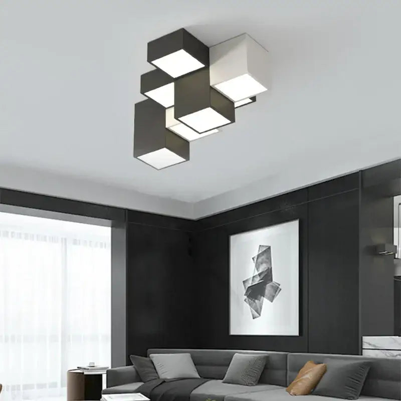 Black White Cube Ceiling Light
