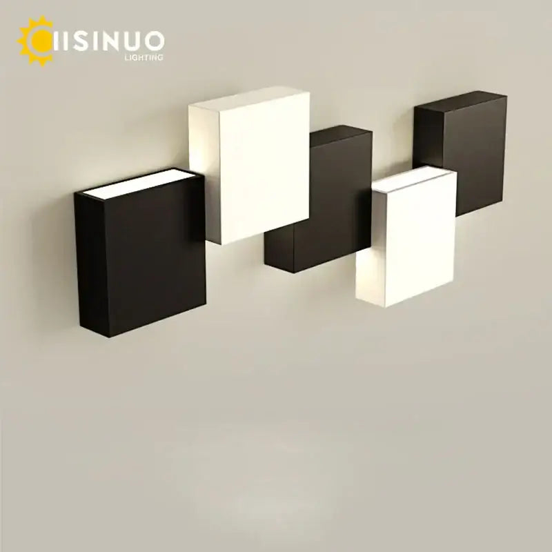 Black Geometric 5-Head Living Room Wall Sconce