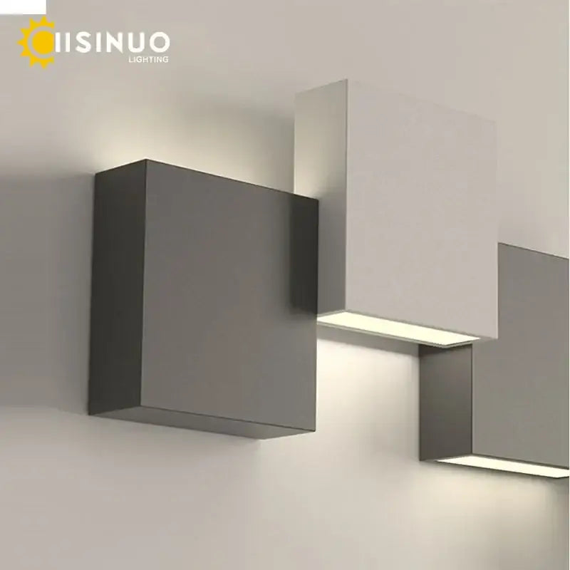 Black Geometric 5-Head Living Room Wall Sconce