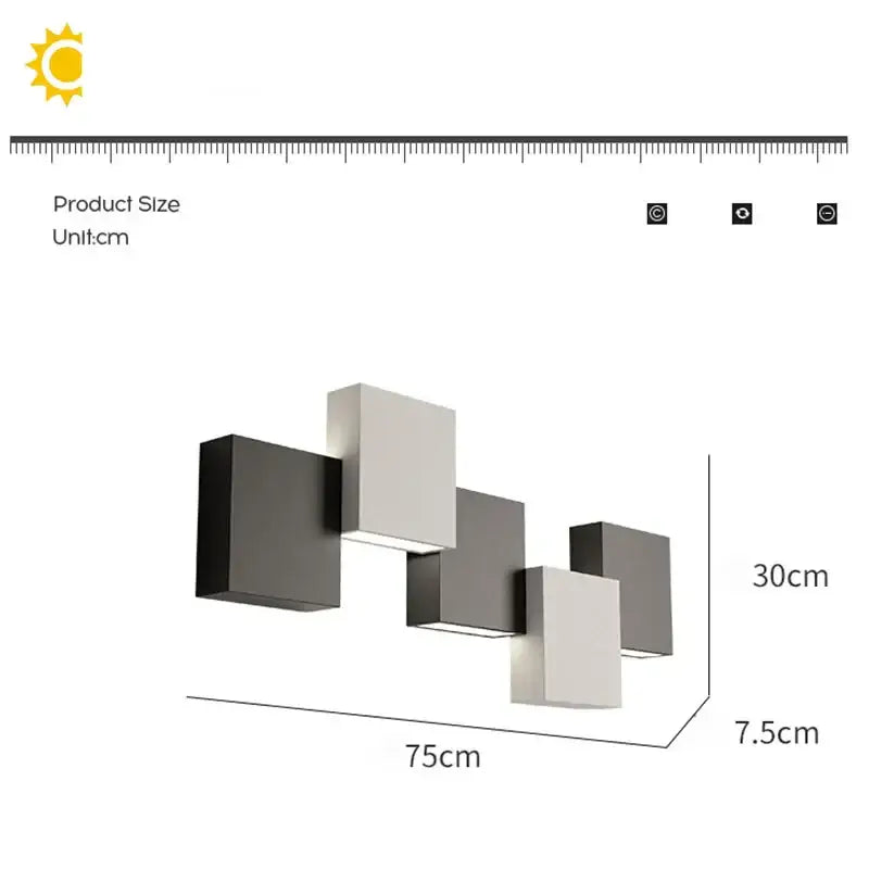 Black Geometric 5-Head Living Room Wall Sconce