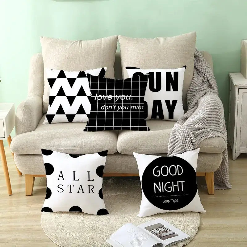 Black Geometry Cushion Cover